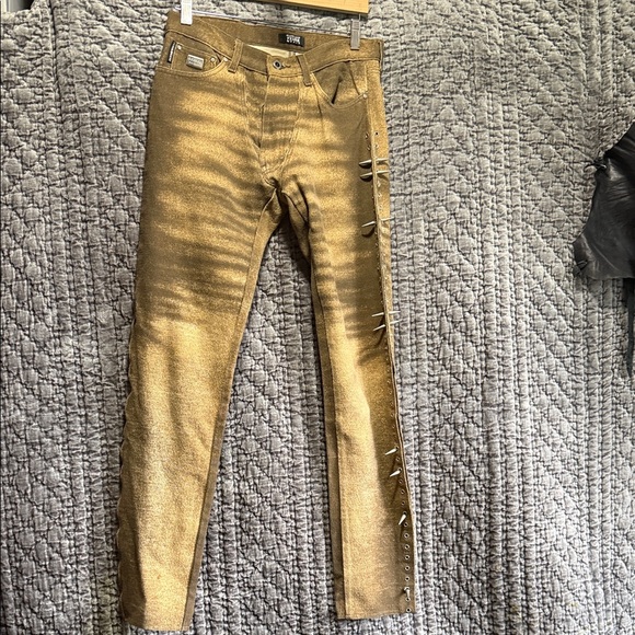 Gianfranco Ferre Other - Gianfranco Ferre Men's Straight Jeans -  Brown &Yellow with zip and metal studs